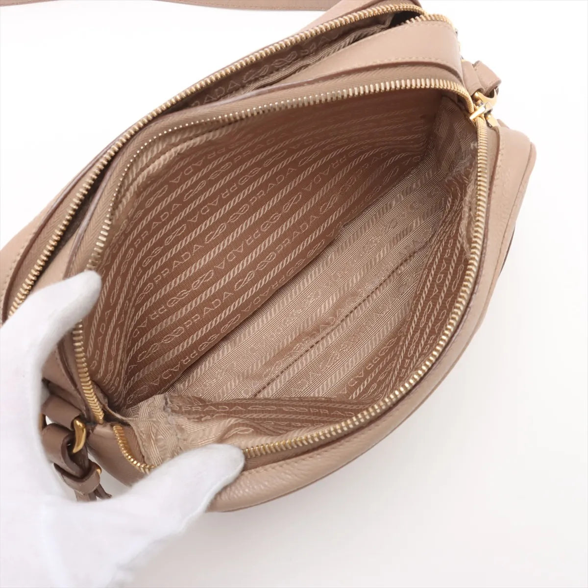 Prada Vitello Phenix Leather Camera Bag Beige