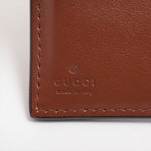 Gucci Logo Leather Bi fold Compact Wallet Brown