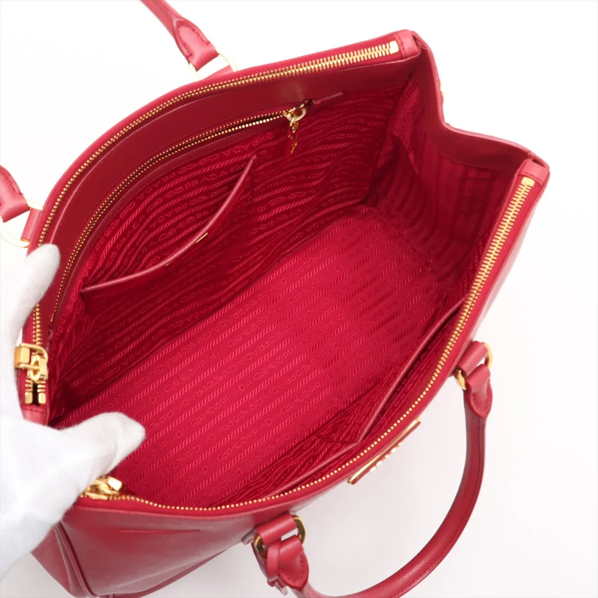Prada Saffiano Galleria Leather Handbag Red