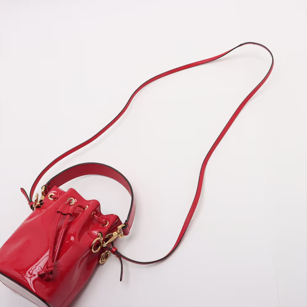 Fendi Mon Tresor Mini Patent Leather Two-Way Shoulder Bag Red