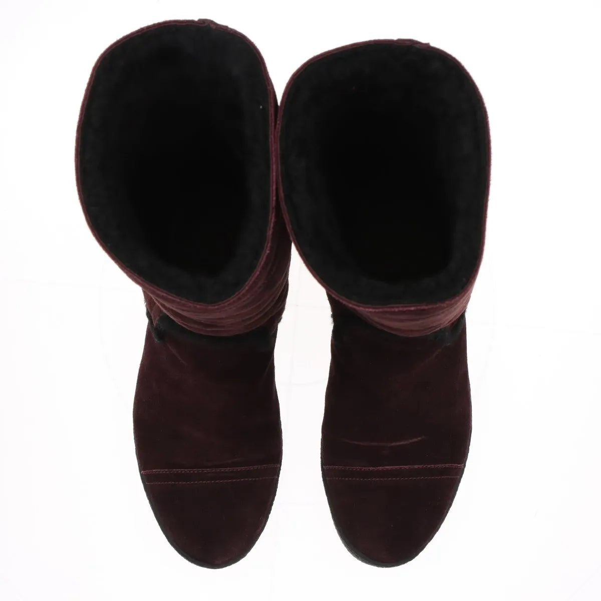 Chanel CC Logo Mouton Long Boots Bordeaux