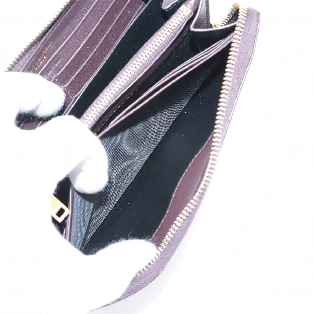 Saint Laurent Paris YSL Leather Zippy Wallet Brown