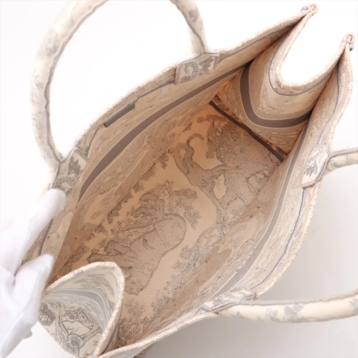 Christian Dior Toile De Jouy Embroidery Book Tote Large Gray