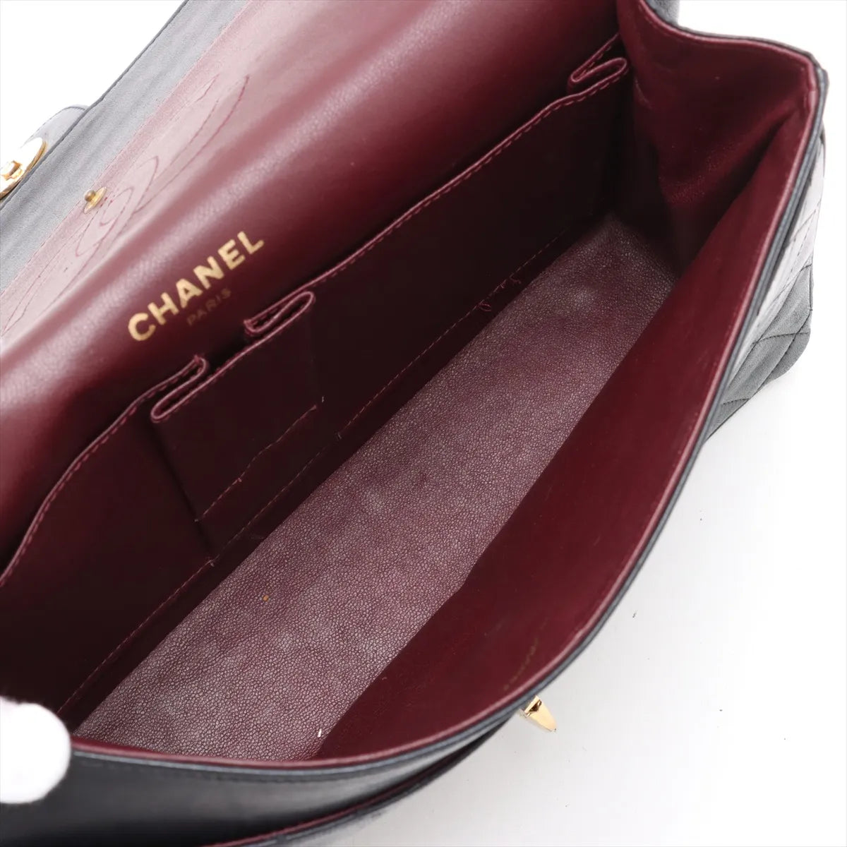 Chanel CC Logo Matelasse Lambskin Double Flap Double Chain Bag Navy Blue