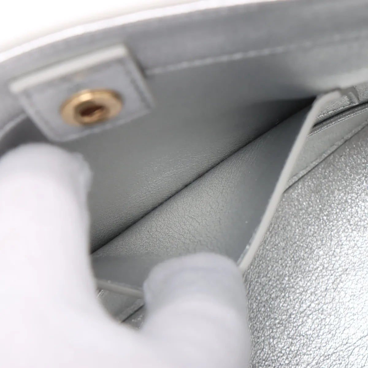 Celine Triomphe Leather Bucket Bag Silver