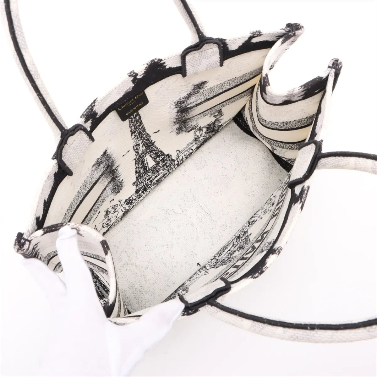 Christian Dior Paris Book Tote Medium Bag White x Black