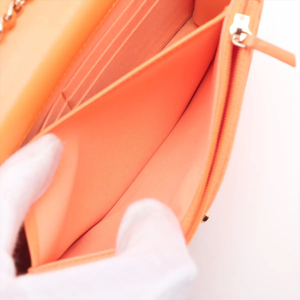 Top rated Chanel Trendy Multicolor Chanel Logo Lambskin Chain Wallet On Chain Orange