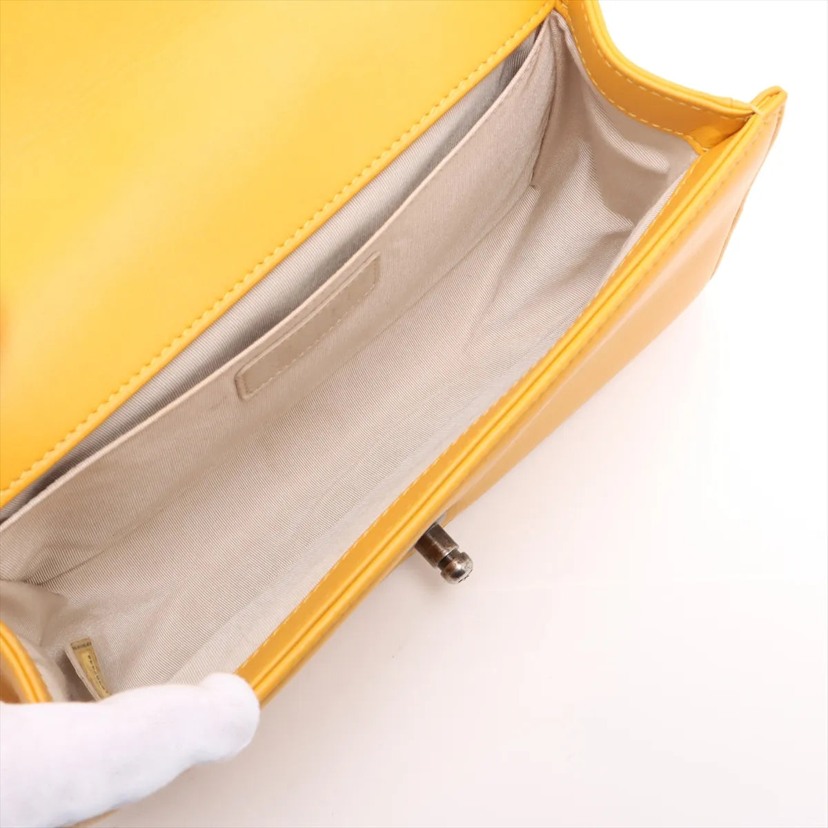 Chanel Boy Chanel 25 Lambskin Chain Shoulder Bag Yellow