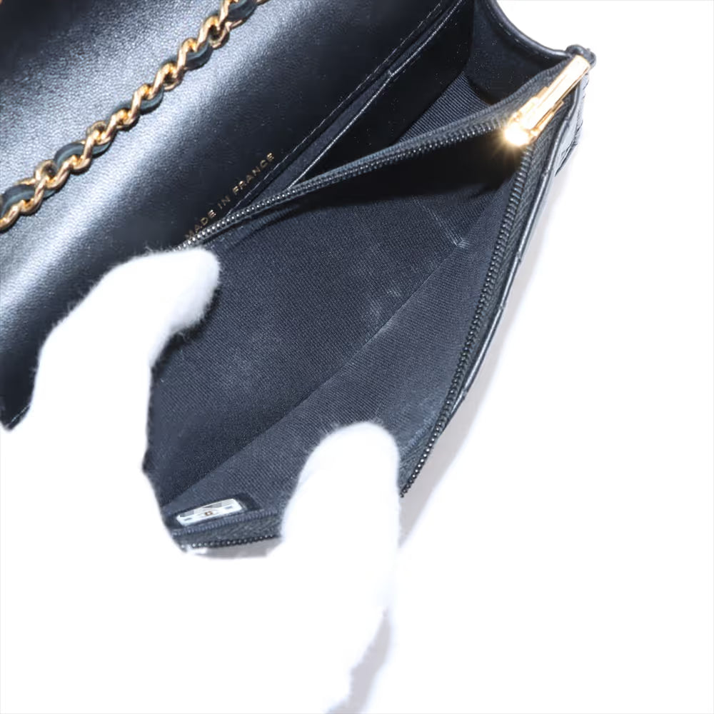 Chanel CC Logo Playings Cards Matelasse Lambskin Single Flap Single Chain Bag Black