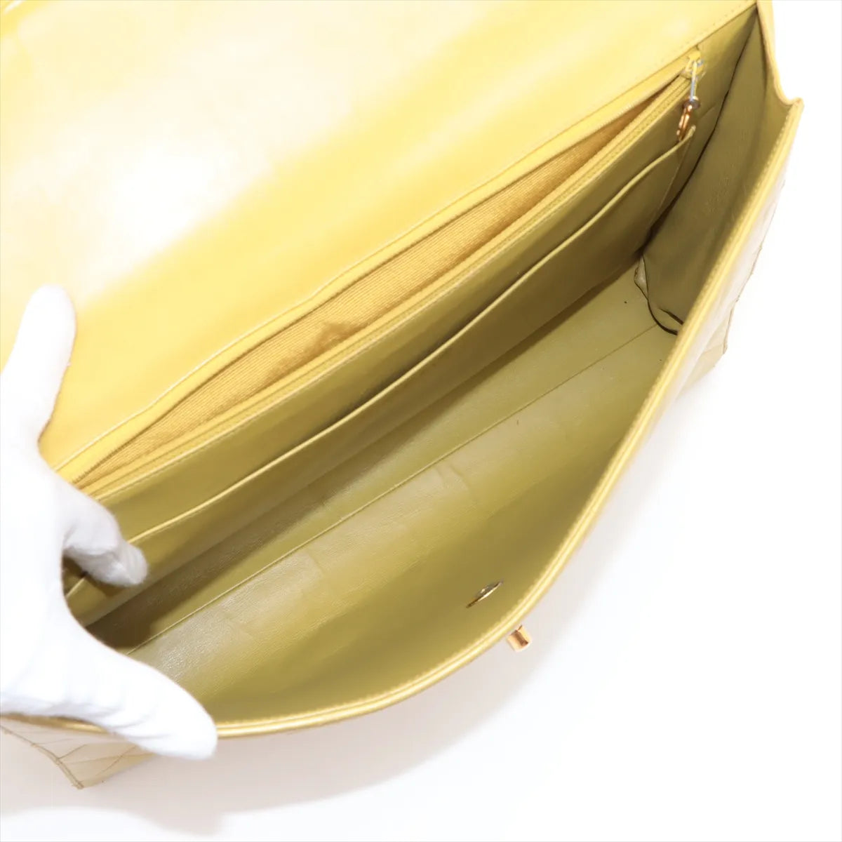 Chanel CC Logo Matelasse Lambskin Business Bag Yellow