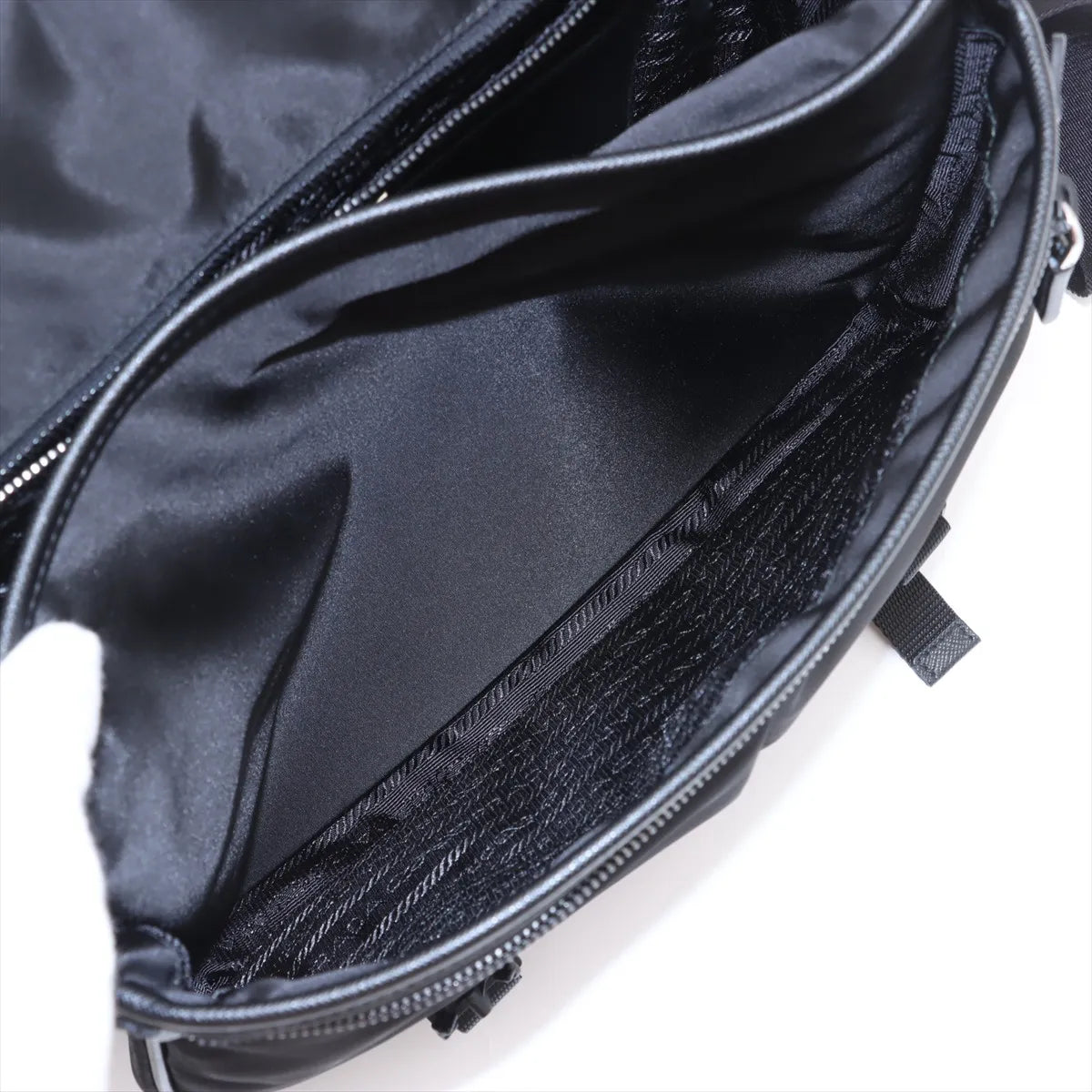 Prada Tessuto Nylon Leather Shoulder Bag Black