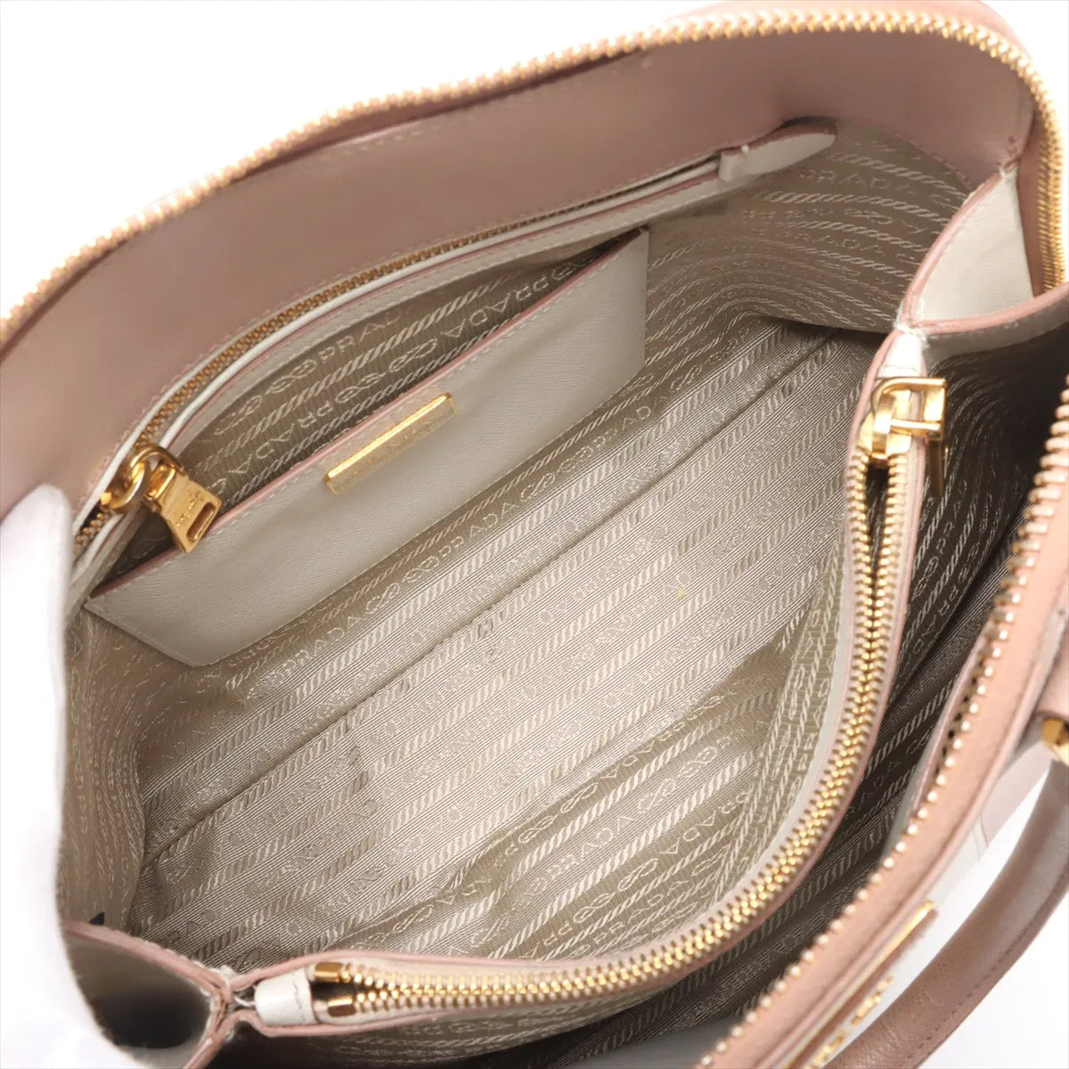 Prada Saffiano Lux Leather Two-tone Handbag Pink x White
