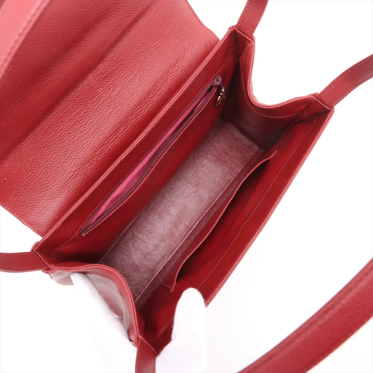 Chanel CC Logo Caviar Skin Shoulder Bag Bordeaux