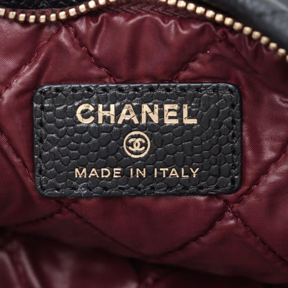 Chanel CC Logo Matelasse Caviar Skin Clutch Bag Black