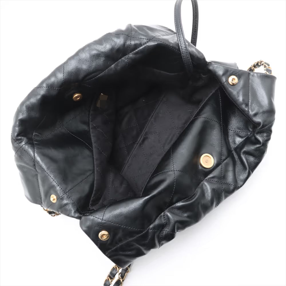 Chanel 22 Shiny Calfskin Small Shoulder Bag Black