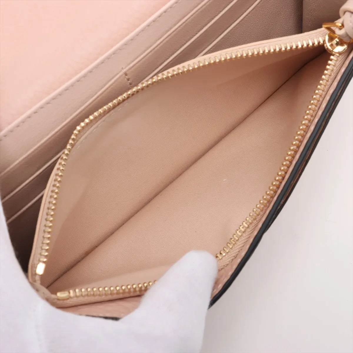 Chloe Alphabets Leather Long Wallet Pink