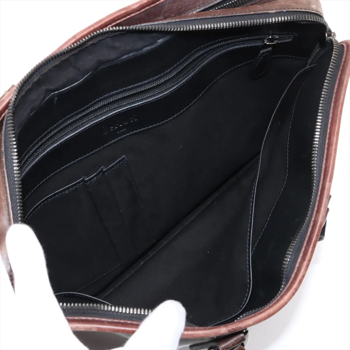 Berluti Calligraphy Leather Business Bag Brown