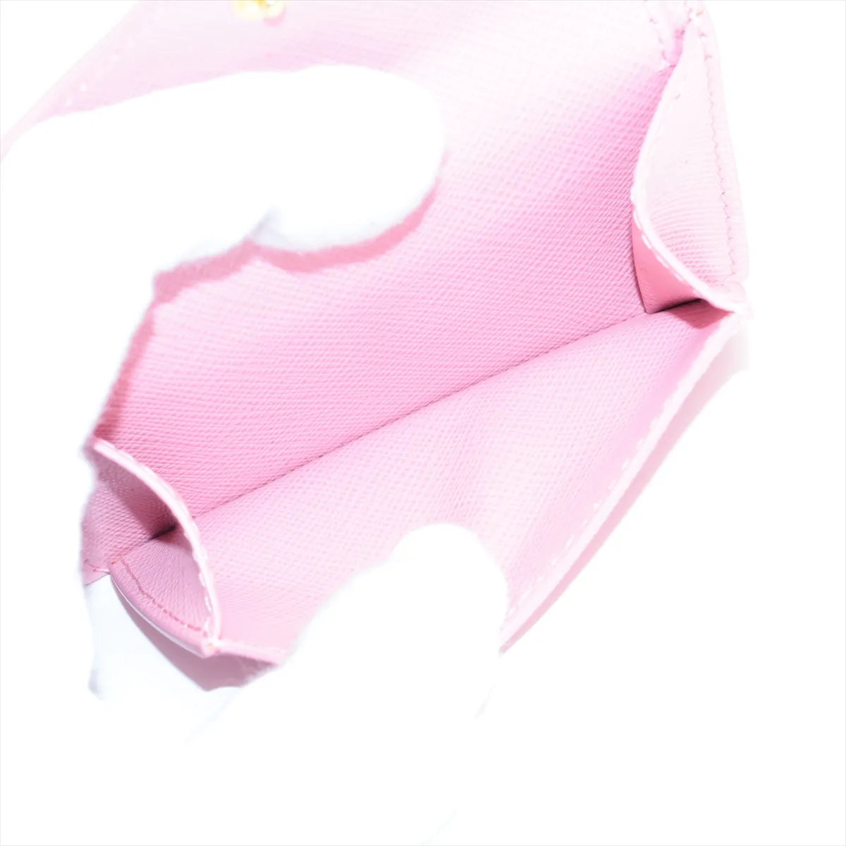 Prada Saffiano Metal Leather Trifold Compact Wallet Pink