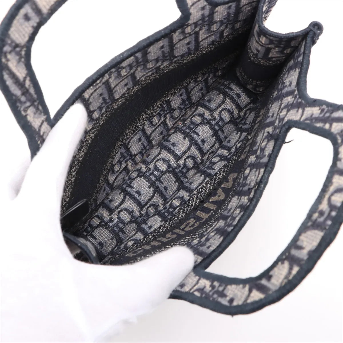 Christian Dior Oblique Canvas Mini Book Tote Navy Blue