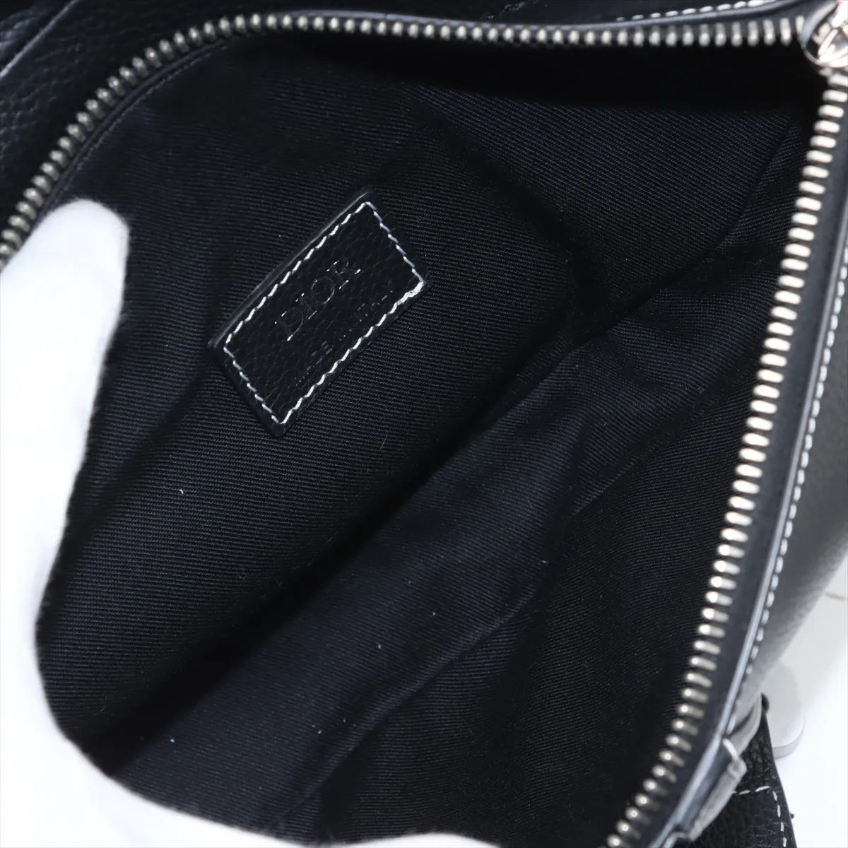 Christian Dior Leather Sling Saddle Bag Black