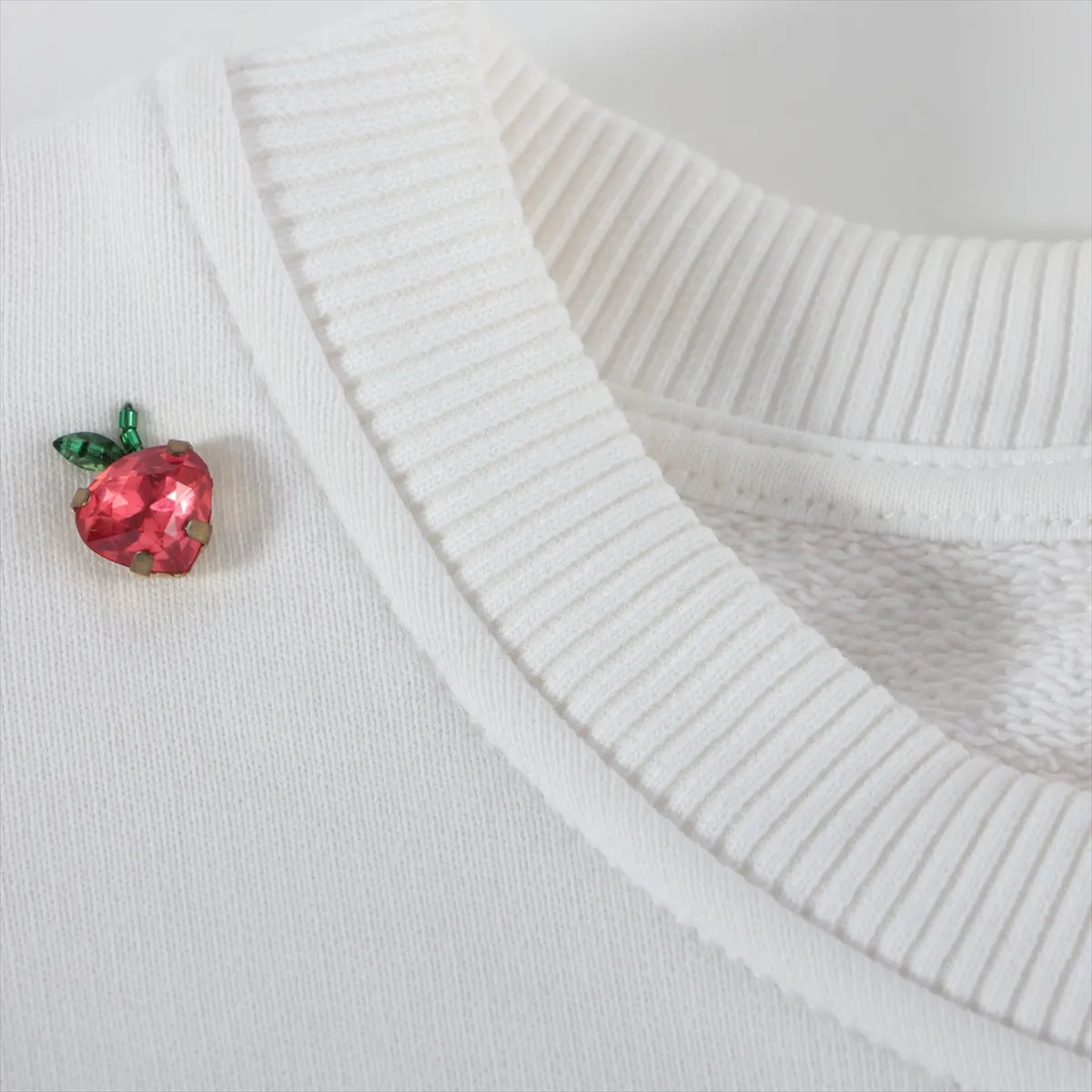 Valentino Fruits Beads Knitted Cotton Sweater White