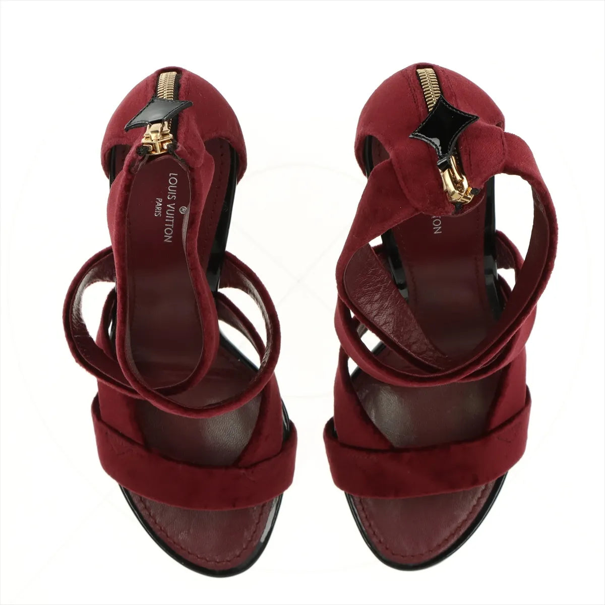 Louis Vuitton Velour Leather Sandals Bordeaux x Black
