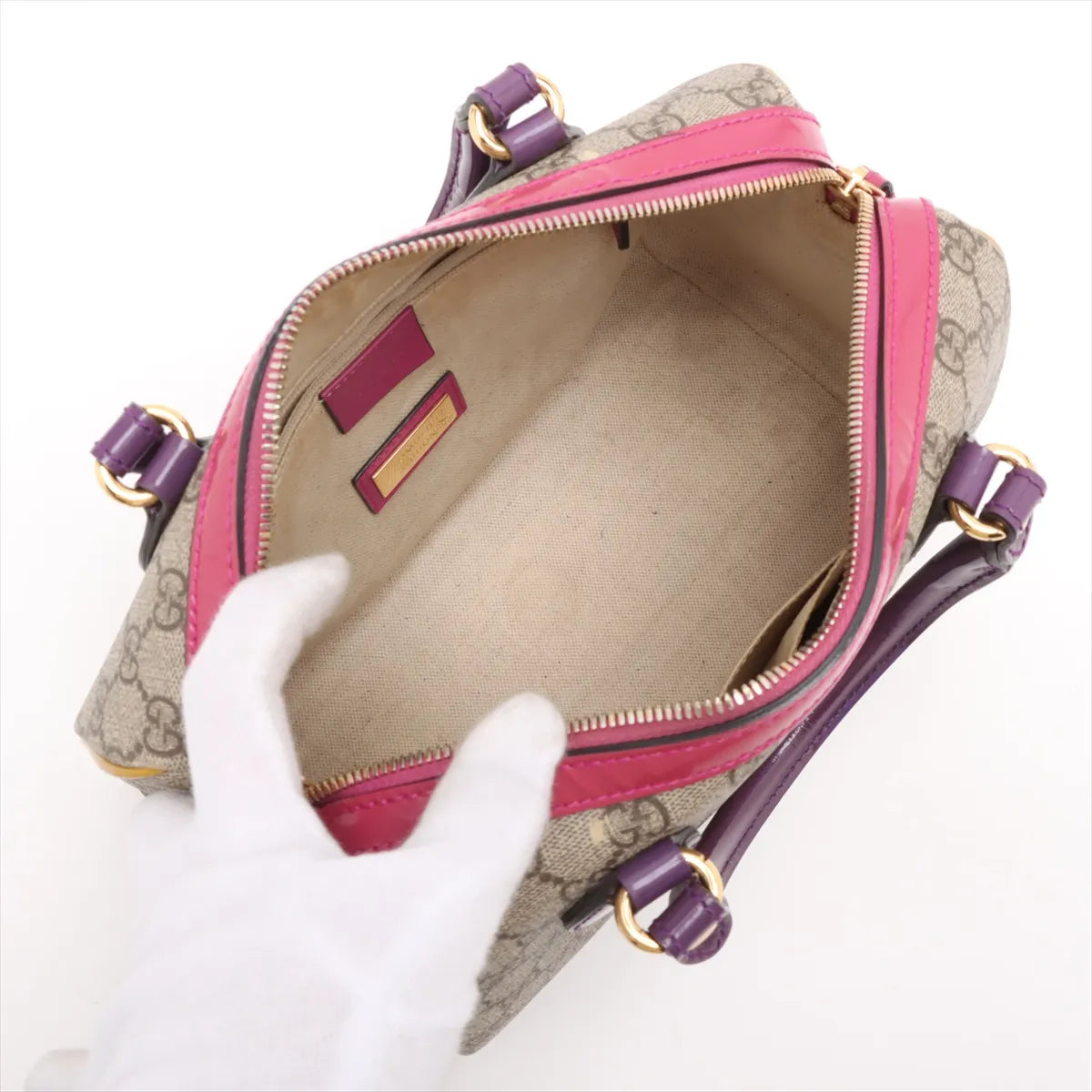 Gucci GG Supreme Patent Leather Handbag Multicolor