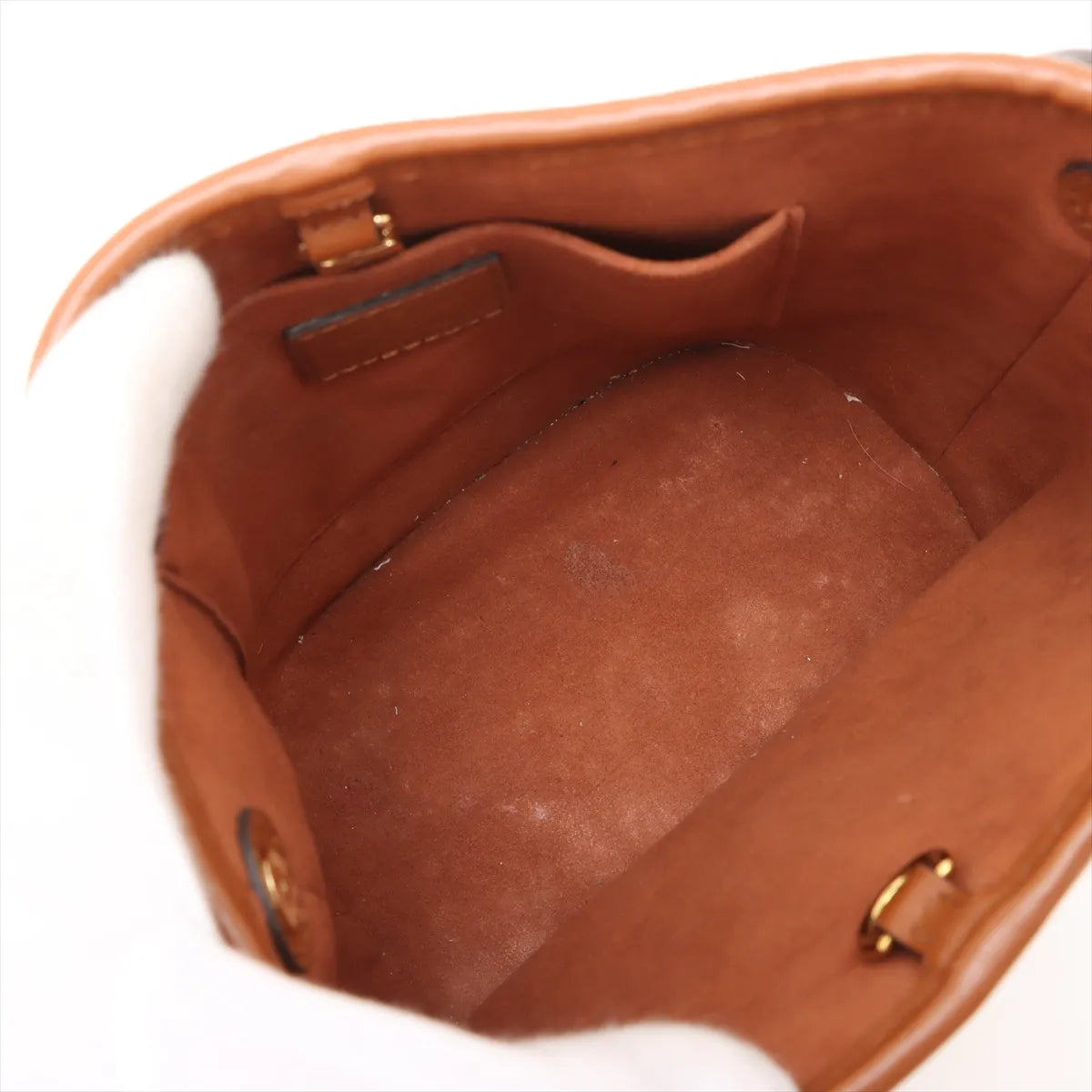 Louis Vuitton LV Logo Raffia Petit Bucket Bag Beige x Brown