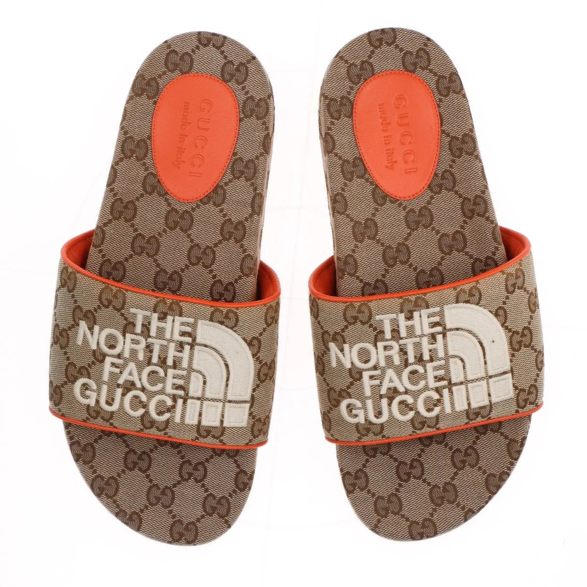 Gucci x North Face GG Canvas Mens Sandal Beige x Orange