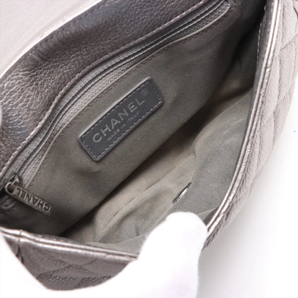 Chanel Matelasse Leather Single Flap Double Chain Bag Silver