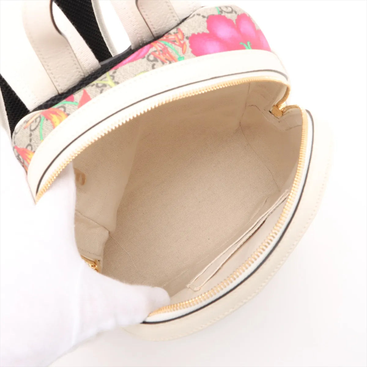 Gucci GG Floral Ophidia Backpack White