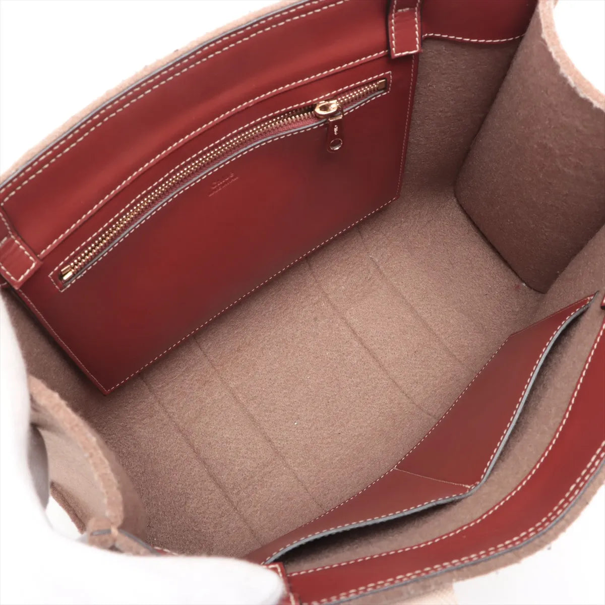 Chloe Woody Medium Felt Leather Tote Bag Brown