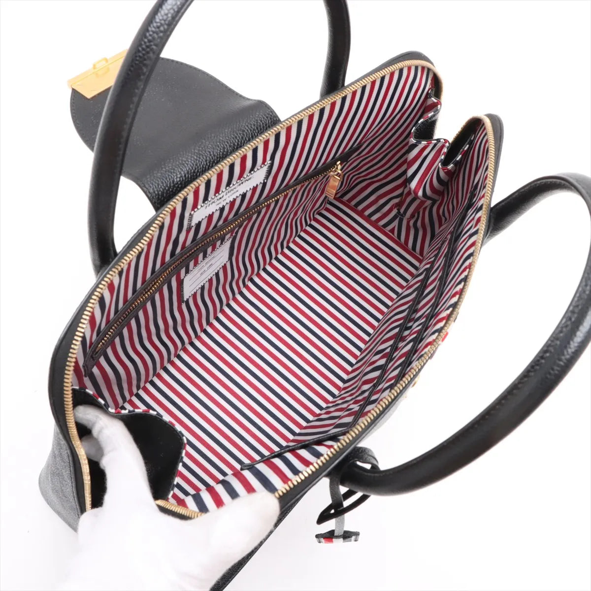 Thom Browne Leather Tote Bag Brown