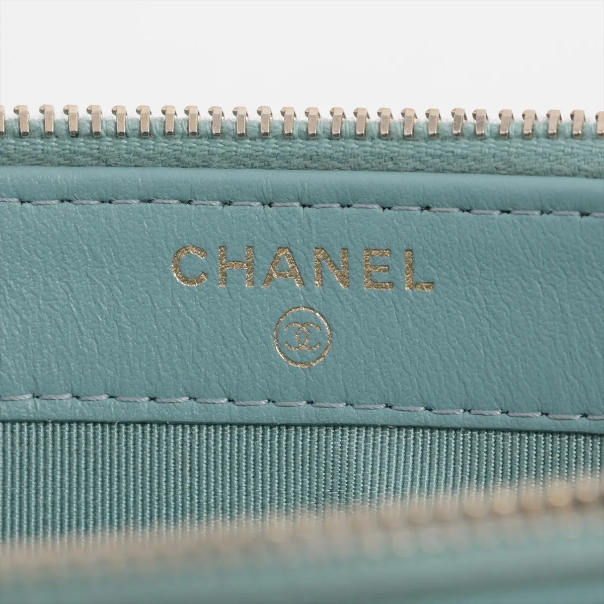Chanel CC Logo Matelasse Caviar Skin Wallet on Chain Light Blue