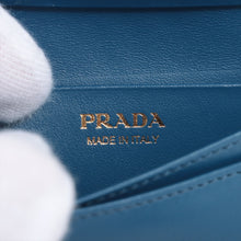 Load image into Gallery viewer, Prada Saffiano Leather Card Case Turquoise Blue