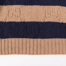 Load image into Gallery viewer, Gucci Perforated GG Pattern Stripe Knit Sweatshirt Brown x Navy Blue