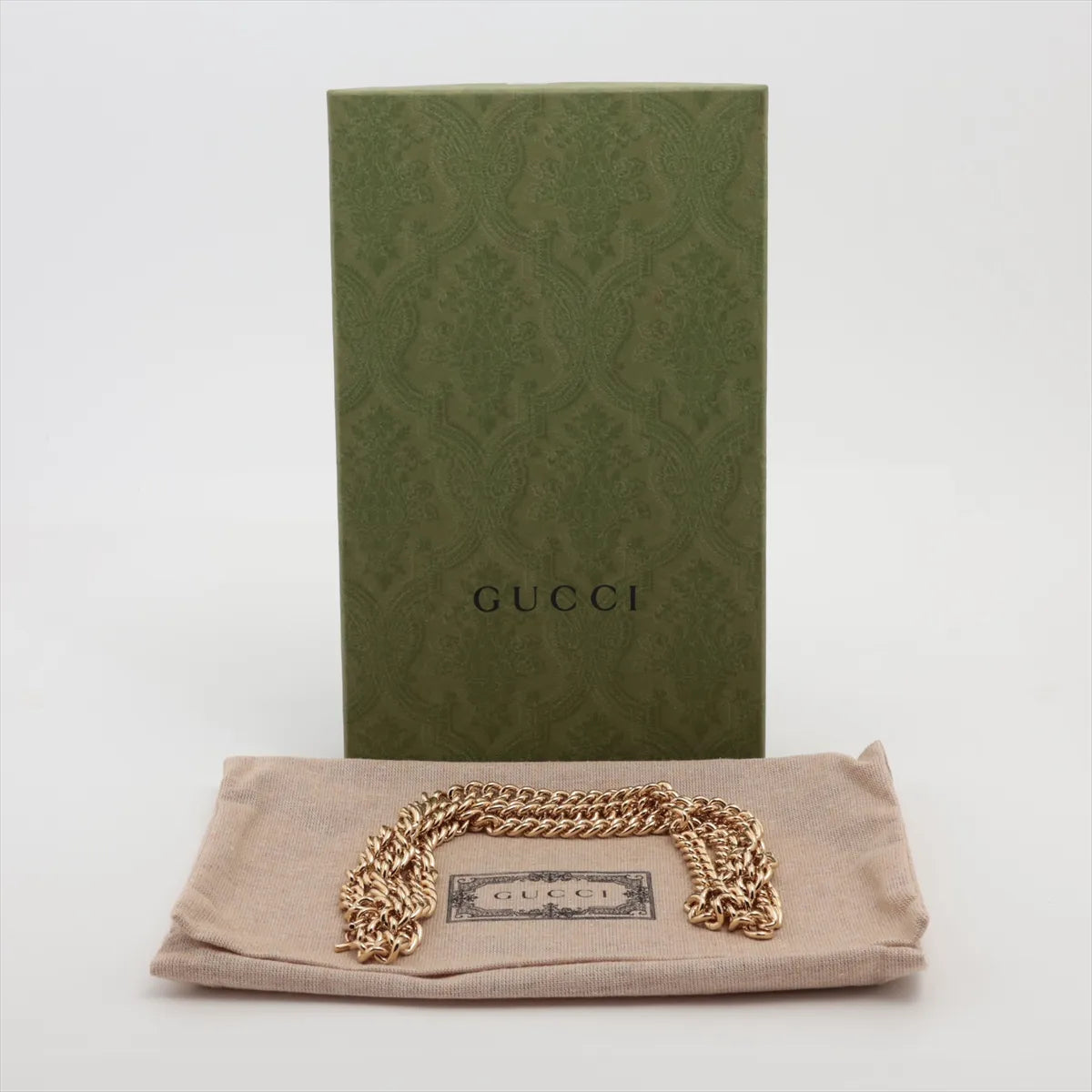 Gucci GG Supreme Horsebit Chain Wallet Beige x White