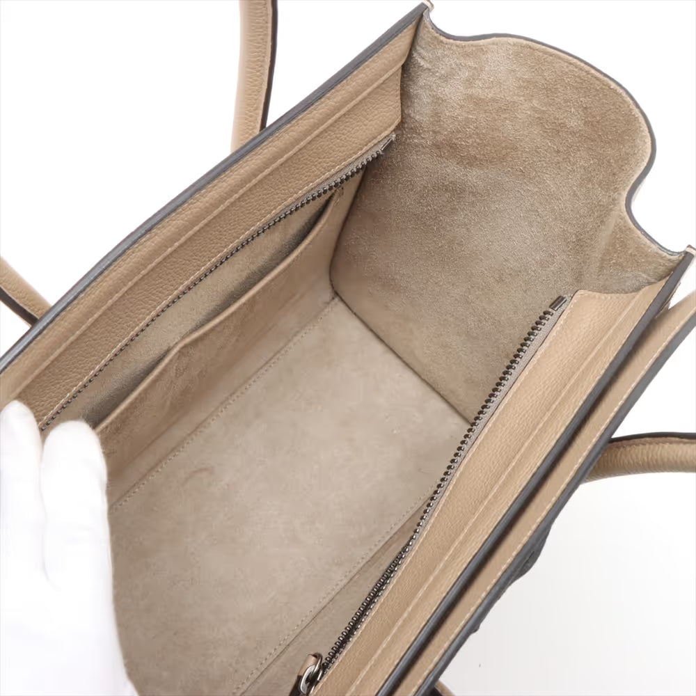 Celine Luggage Micro Shopper Leather Handbag Beige