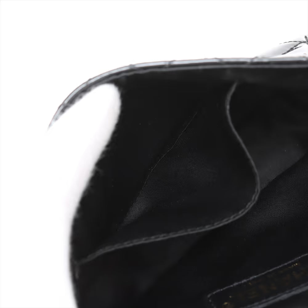 Chanel CC Logo Matelasse Patent Leather Cotton Chain Gamaguchi Shoulder Bag Black