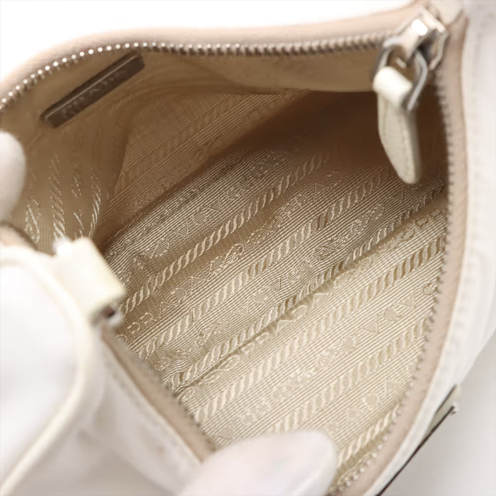 Prada Tessuto Nylon Leather Two-Way Shoulder Bag White