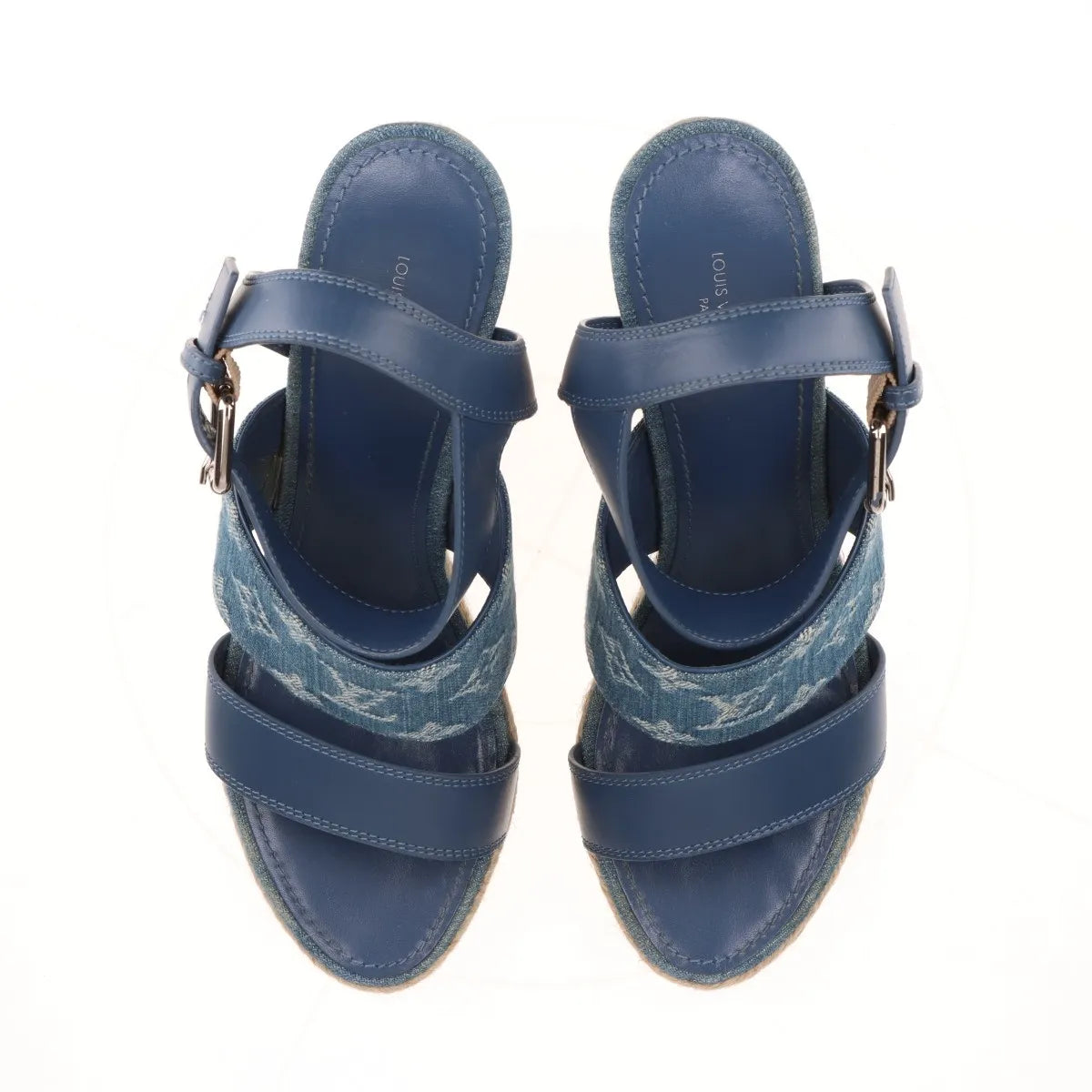 Louis Vuitton Monogram Starboard Denim Wedge Sandal Blue