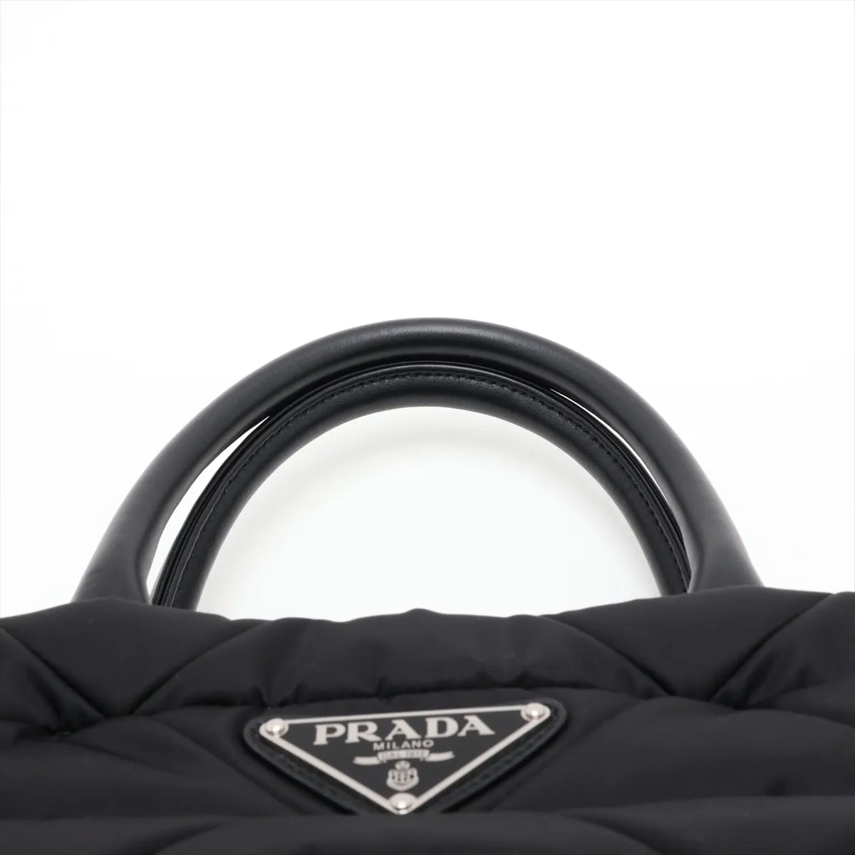 Prada Tessuto Quilted Nylon Leather Two-Way Tote Bag Black