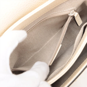 Gucci Interlocking G Leather Chain Shoulder Bag White
