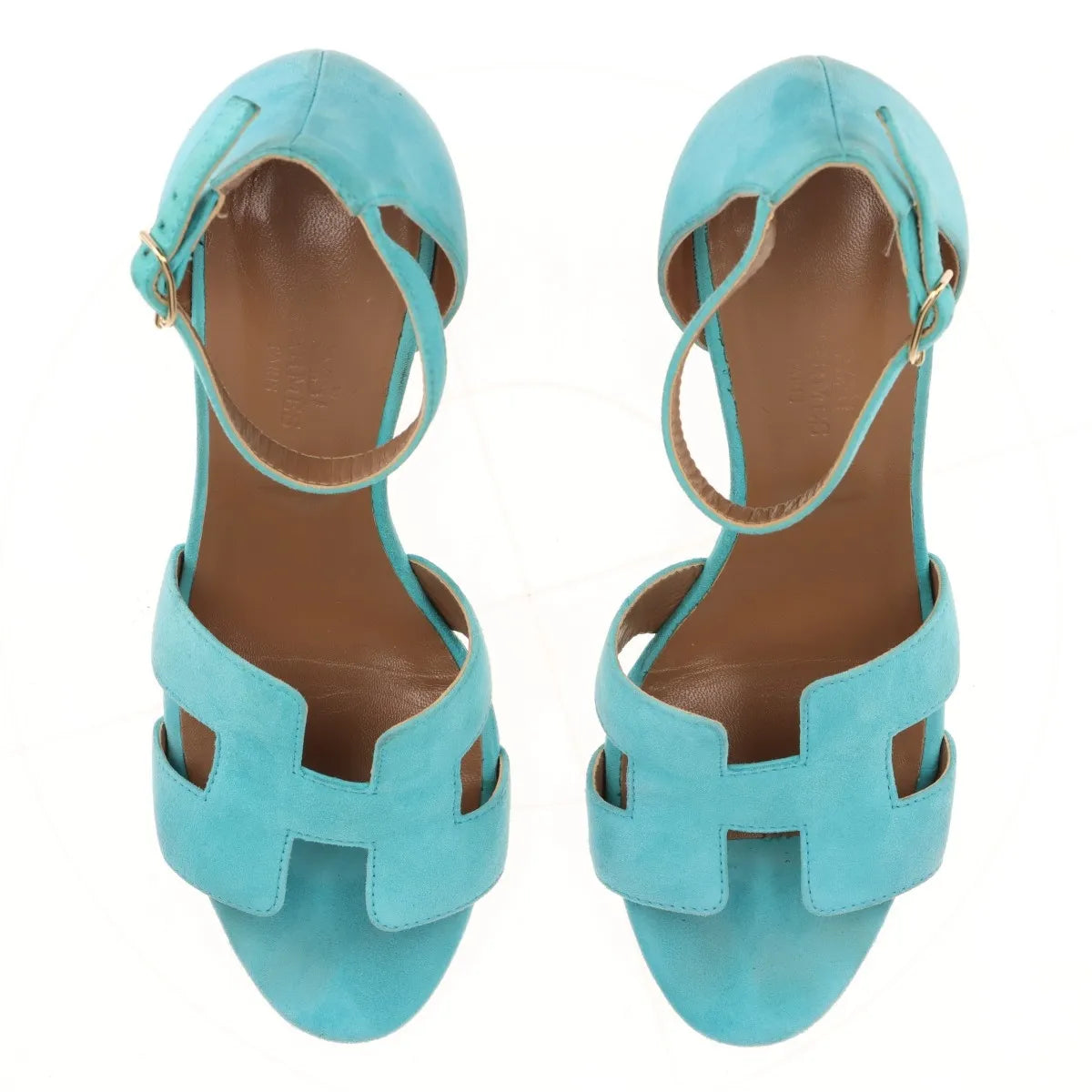 Hermès Legend Suede Wedge Sandal Tiffany Blue