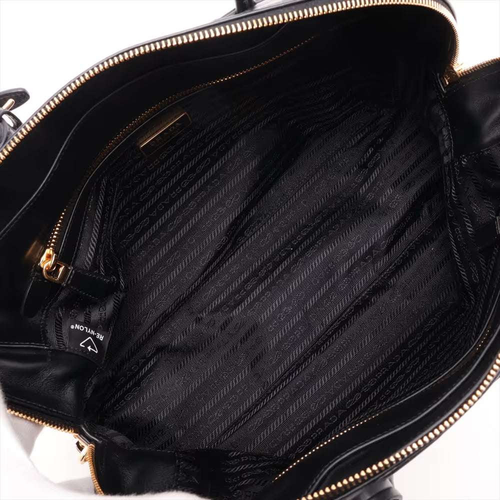 Prada Tessuto Nylon Leather Shoulder Bag Black