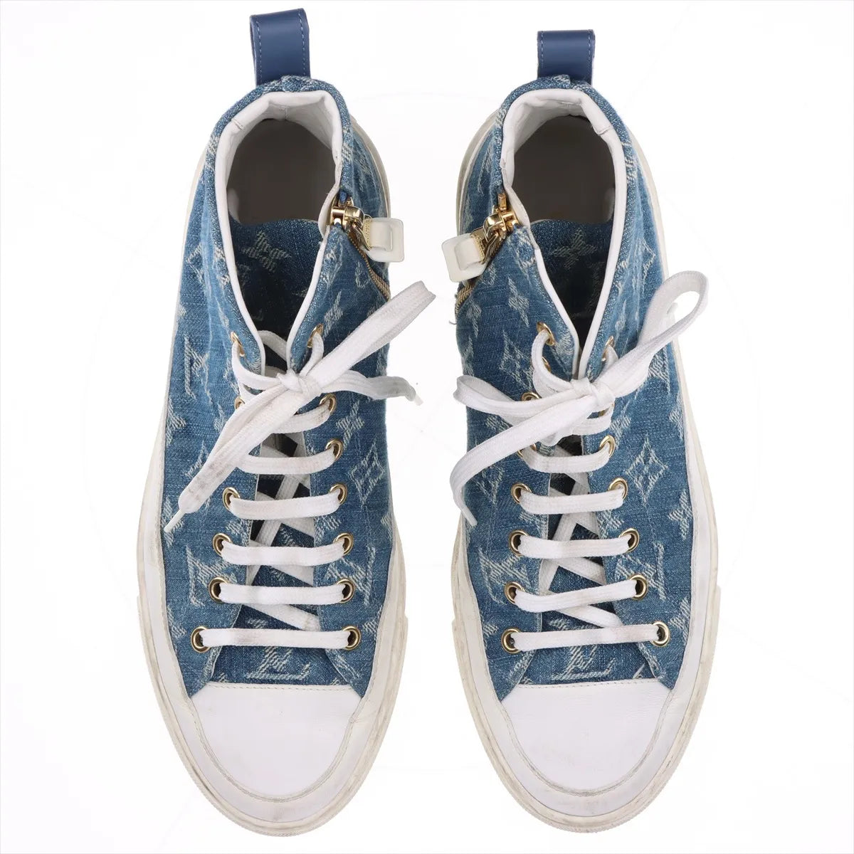 Louis Vuitton Stellar Denim Leather High-top Sneakers Blue x White