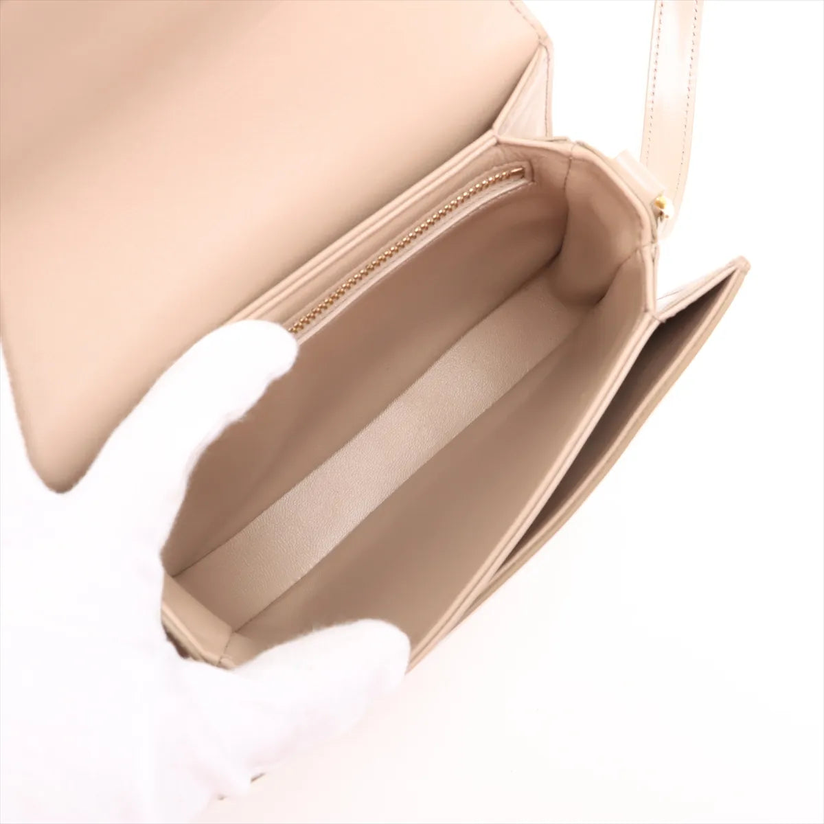 Celine Triomphe Leather Half-moon Shoulder Bag Beige