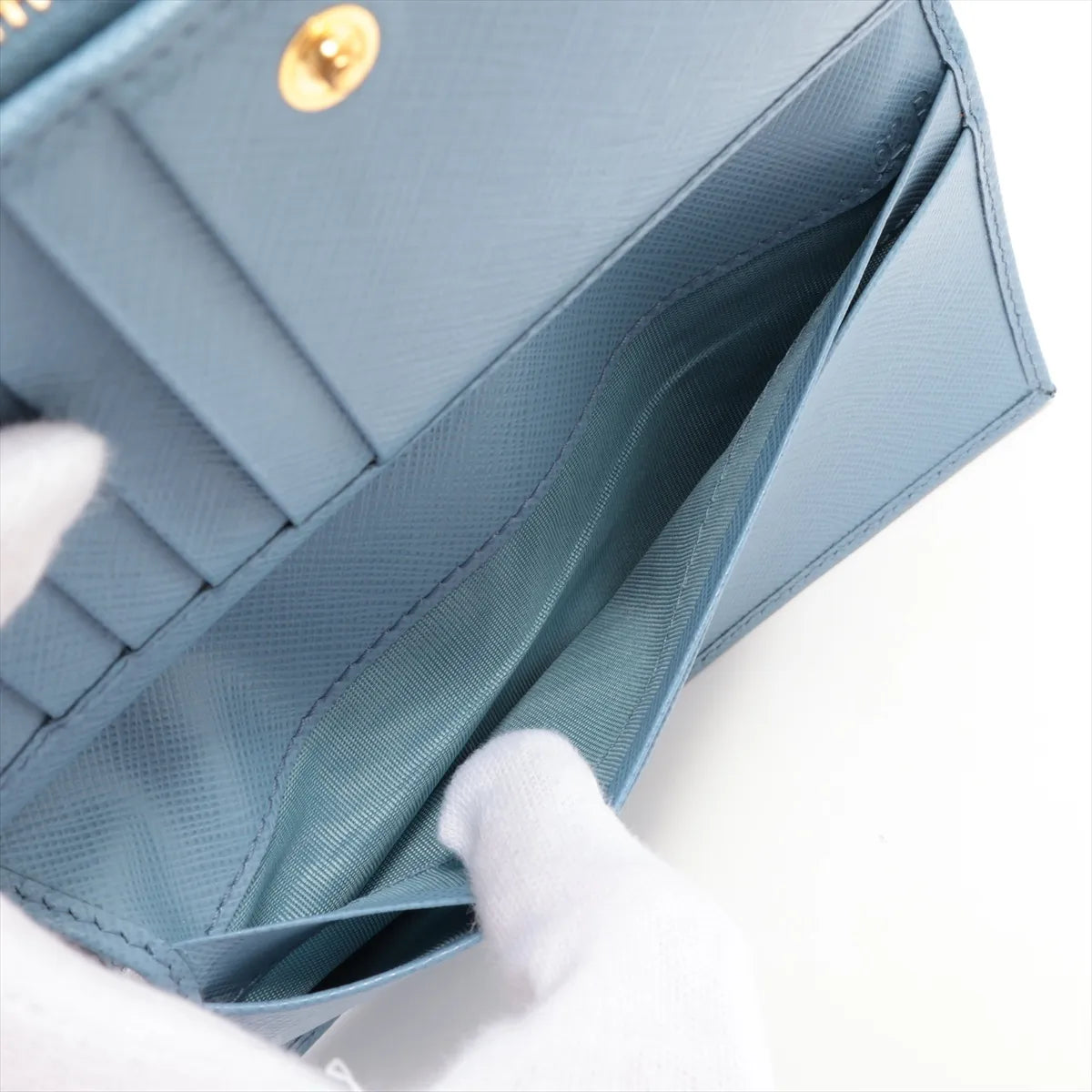 Prada Saffiano Leather Long Wallet Blue
