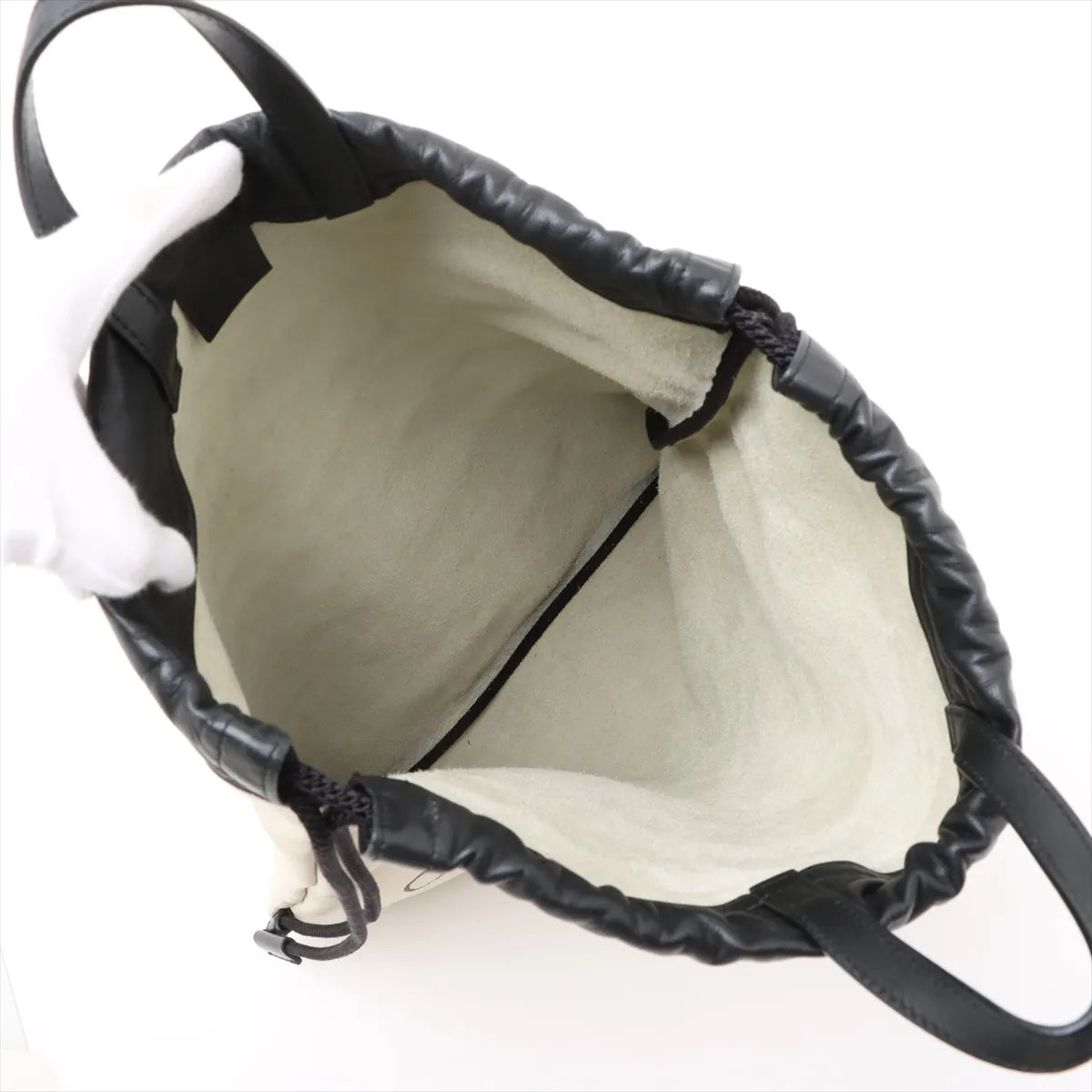 Gucci GG Logo Drawstring Leather Backpack White