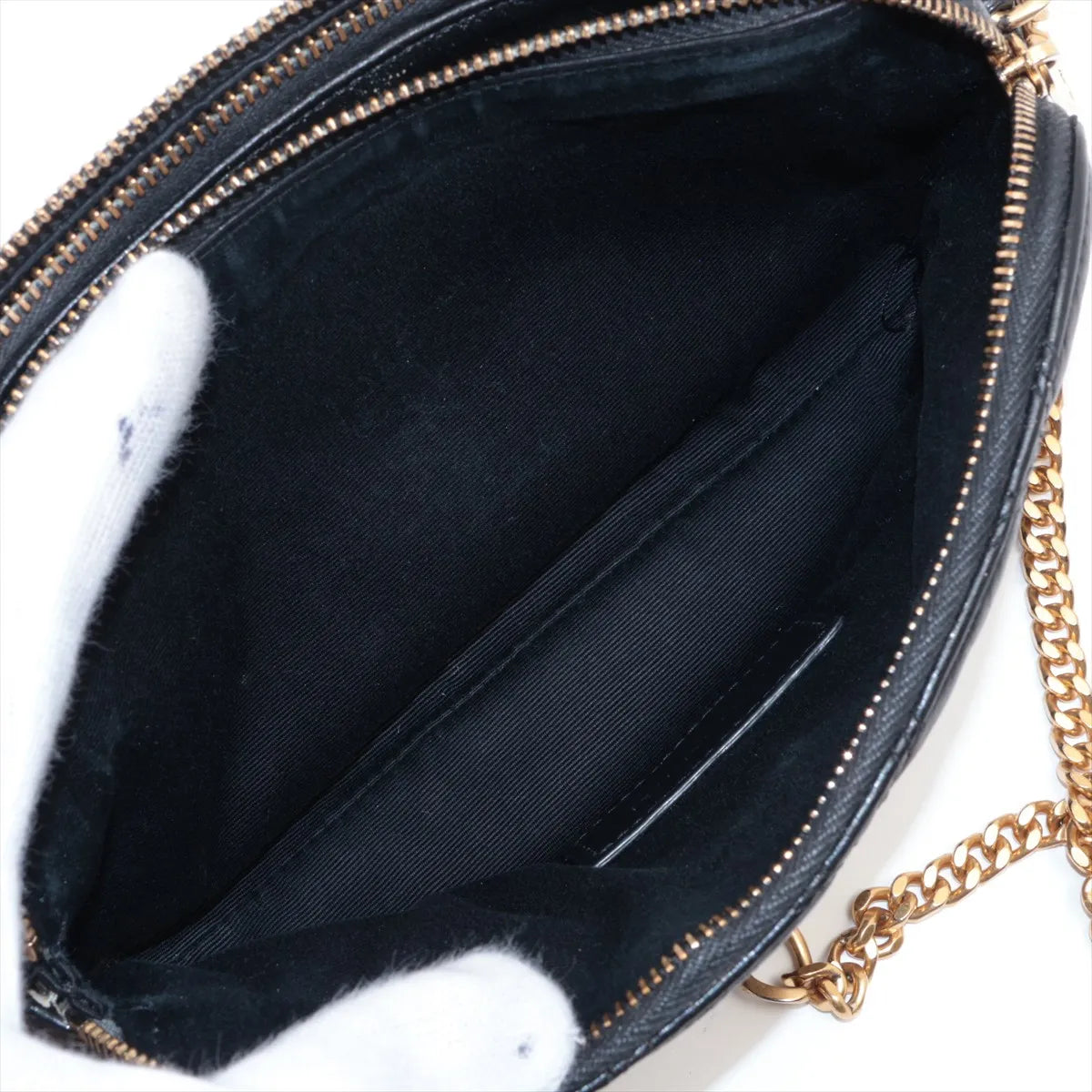 Saint Laurent Paris Becky Leather Chain Shoulder Bag Black
